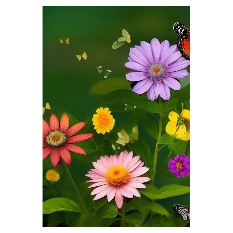 Fleurs et papillon
