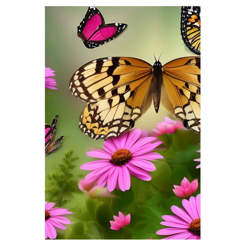 Fleurs et papillon