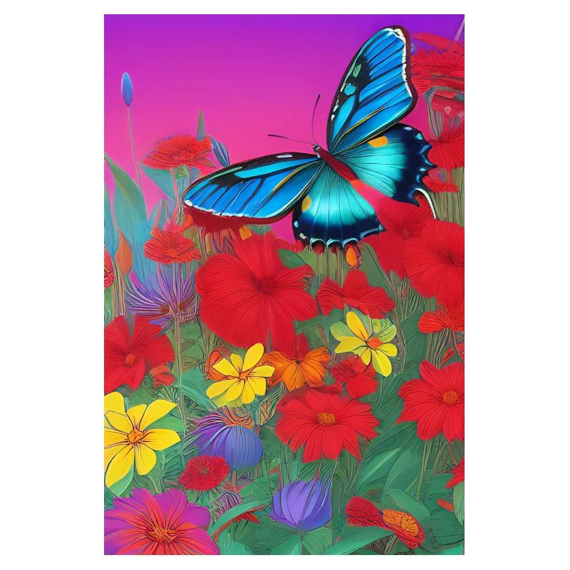 Fleurs et papillon