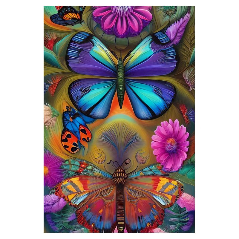 Fleurs et papillon