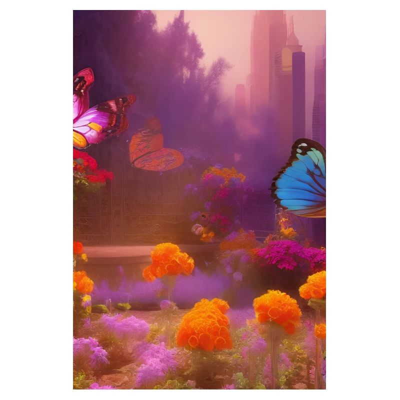 Fleurs et papillon
