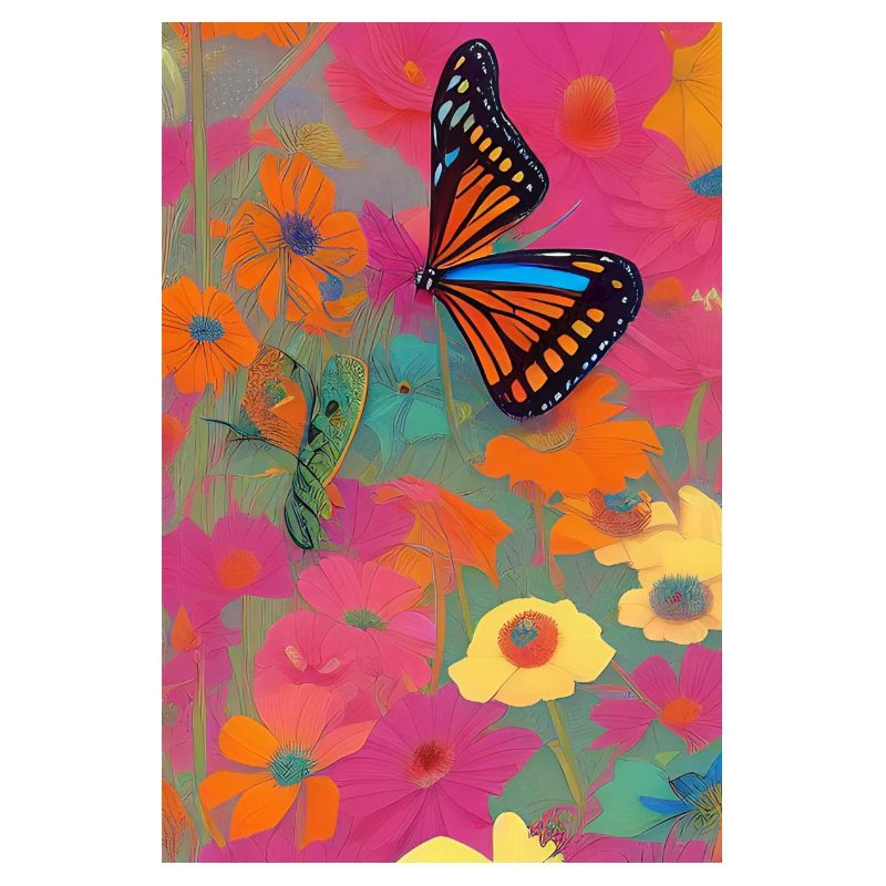 Fleurs et papillon