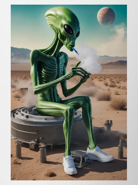 Alien dampft in Wüstensand