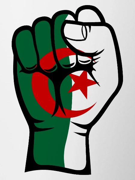 Algeria Flag Fist Hand Symbol