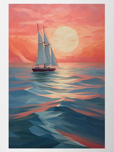 Maritime Landscape in a Geometric Style