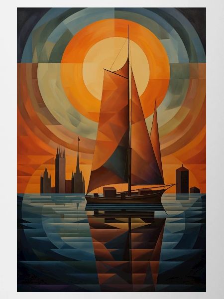 Maritime Landscape in a Geometric Style
