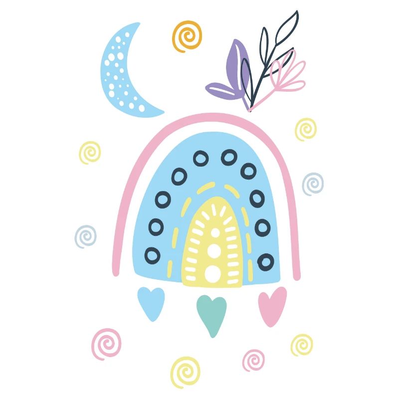 Pastellfarbener Regenbogen-Doodle-Bogen