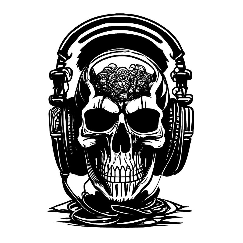 Crâne avec casque et cerveau