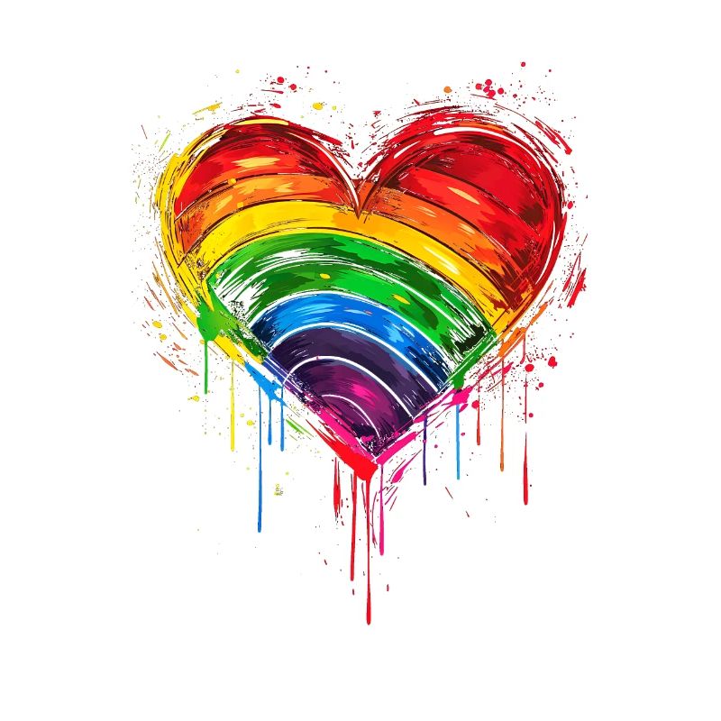 Abstraktes Regenbogenherz mit Tintenspritzern - Pride