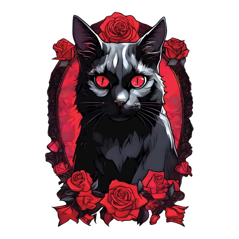 Portrait Gotique De Chat Noir