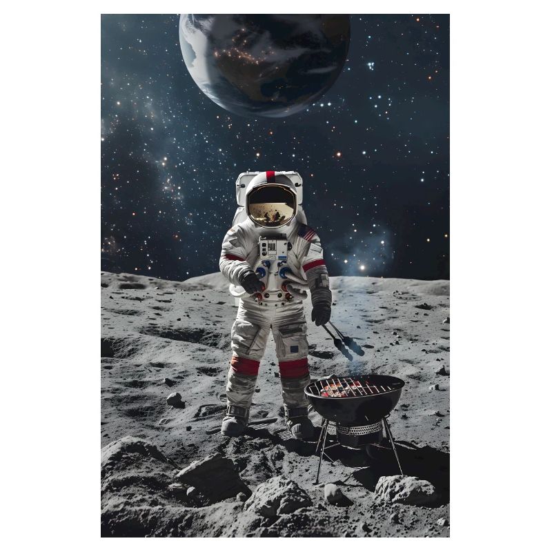 Astronaut grilling on the moon
