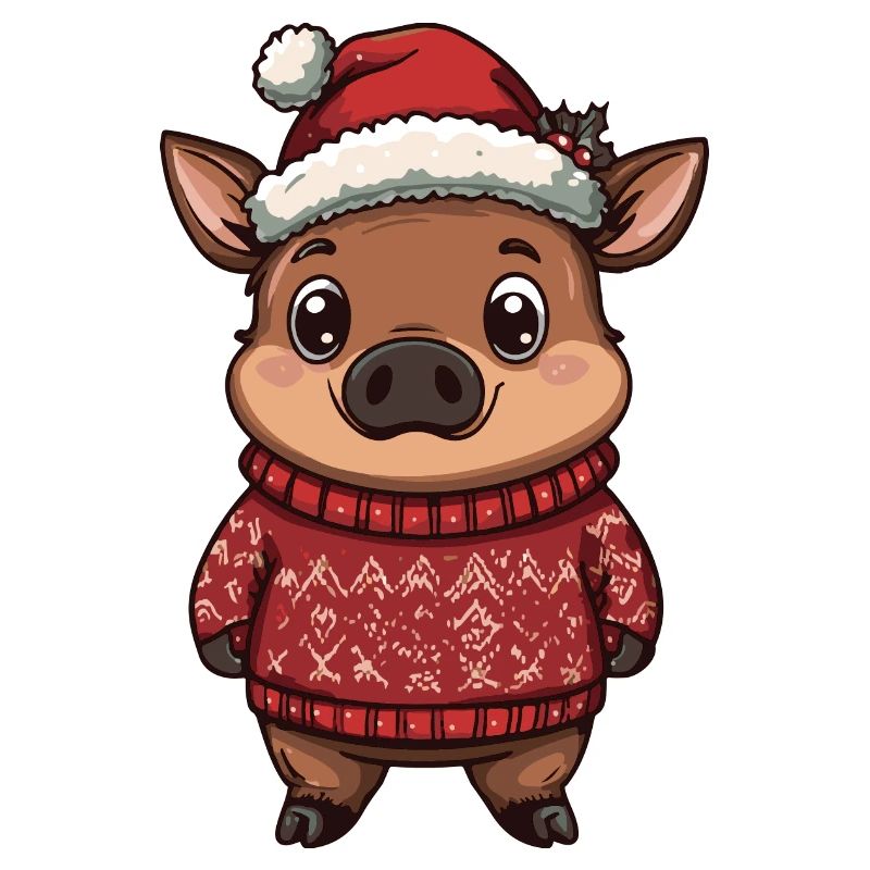 Schwein Weihnachten Comic Wildschwein