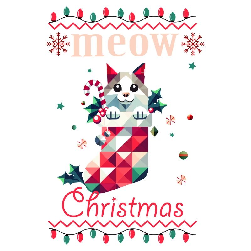 Chat espiègle en bas - Style de Noël laid
