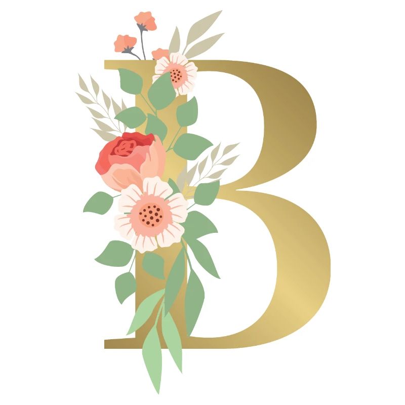 Elégante lettre 'B' avec des fleurs