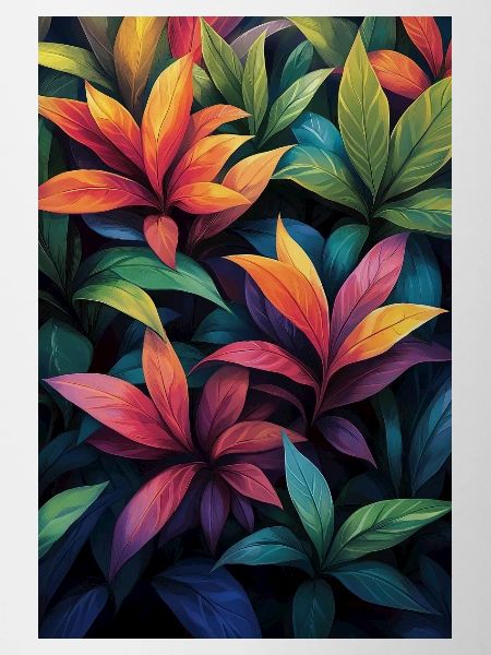 Neon Tropical Leaves Pattern