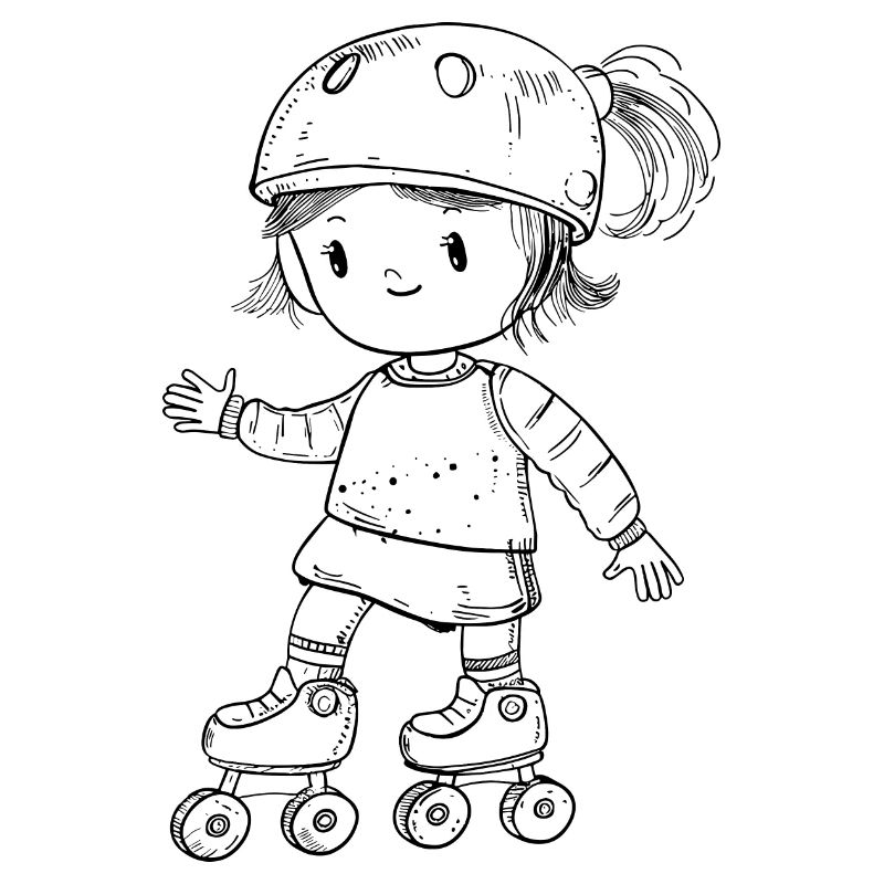 Rollschuhfahrerin Comic Look
