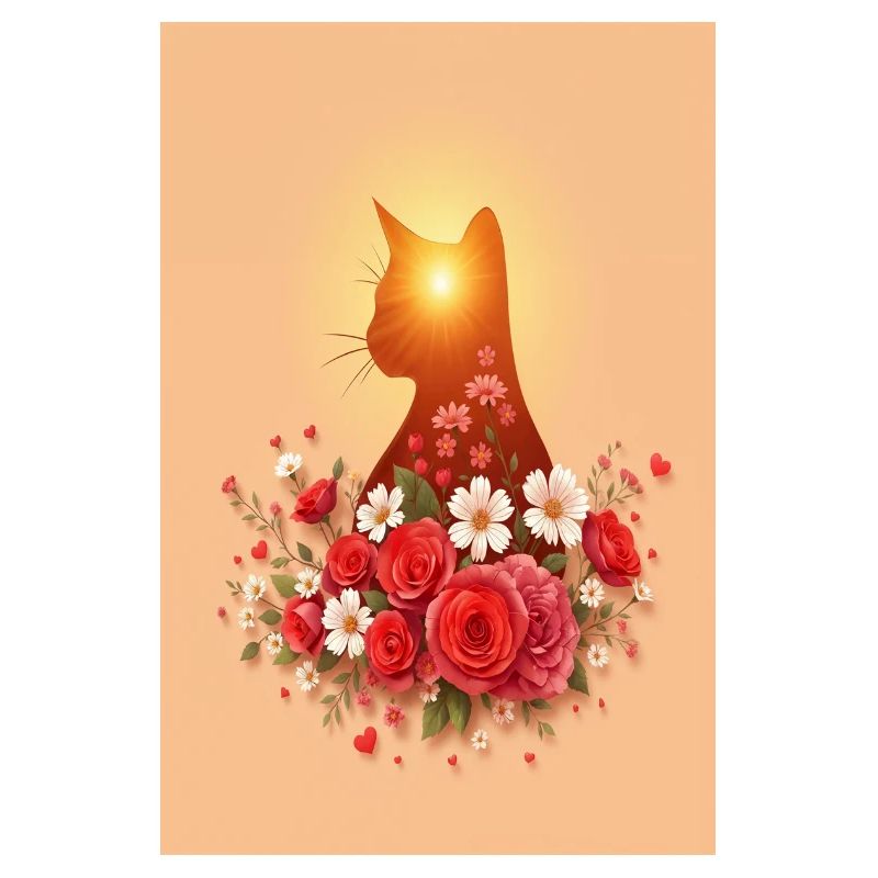 Cat with roses