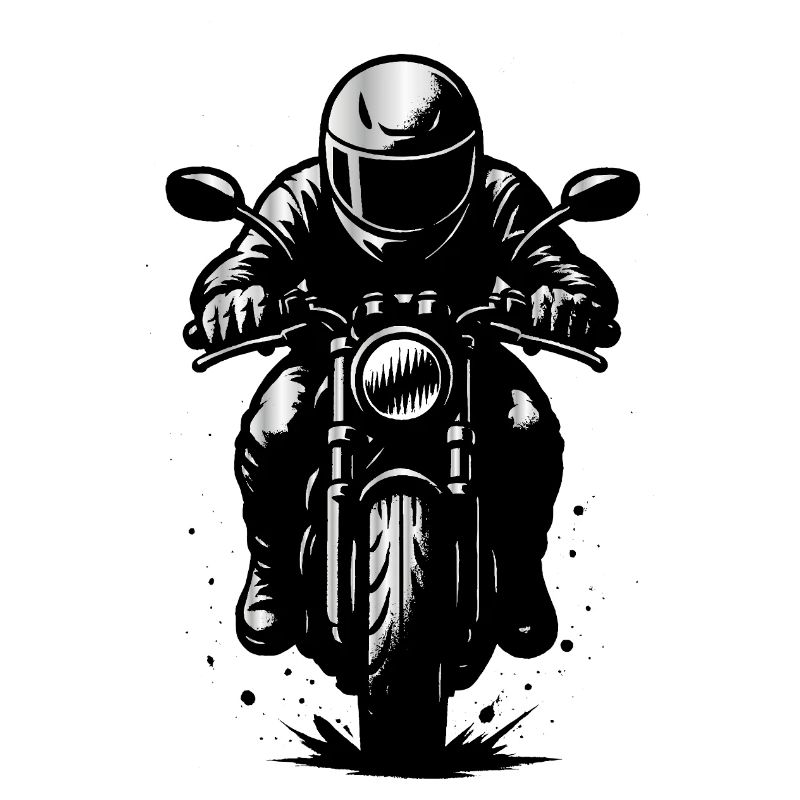 Motorradfahrer im Helm – Frontansicht Illustration