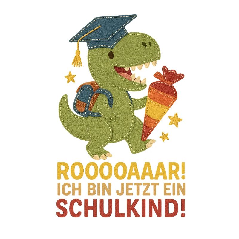 Dino Schulkind T-Rex | Einschulung Filz Stoff Look