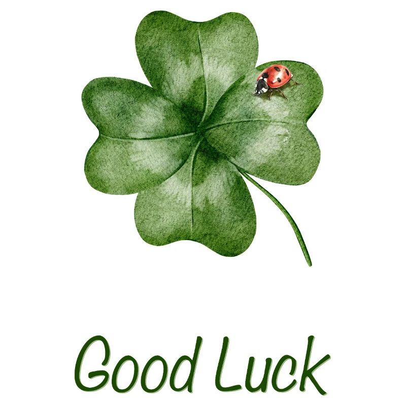 Good Luck – Kleeblatt mit Marienkäfer