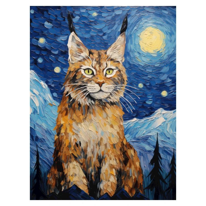 luchs, van gogh, sternennacht, tier