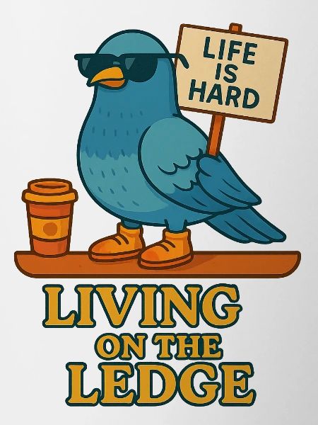 Funny Dove with Shield & Coffee