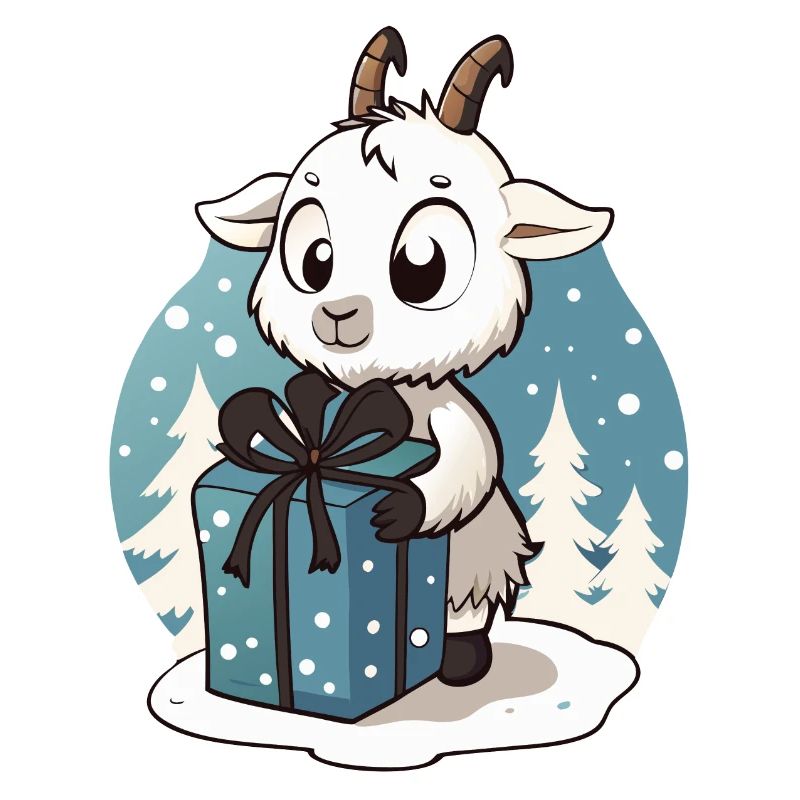 Mignon cadeau de déballage de chèvre