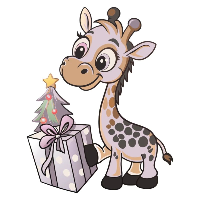 Cute Giraffe Unwraps Gift