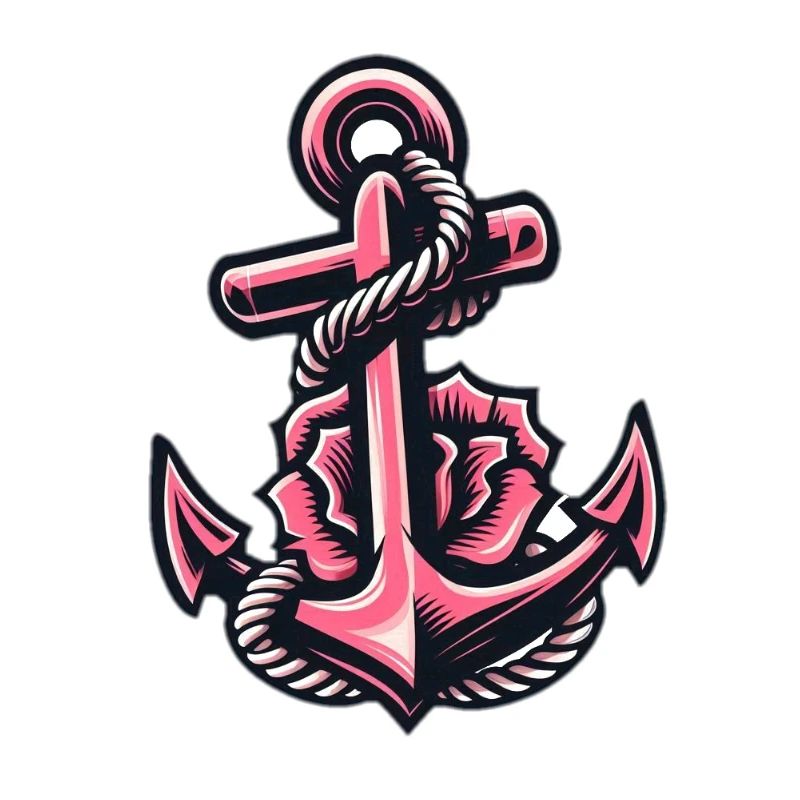 Anker mit Seil in Rosa