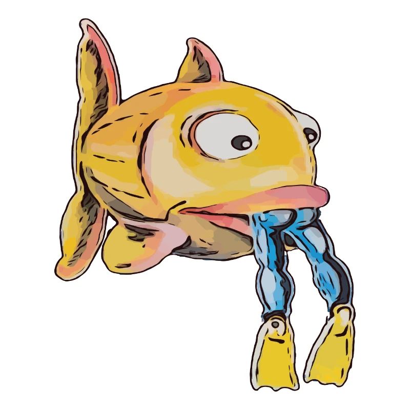 Poisson drôle avec un plongeur