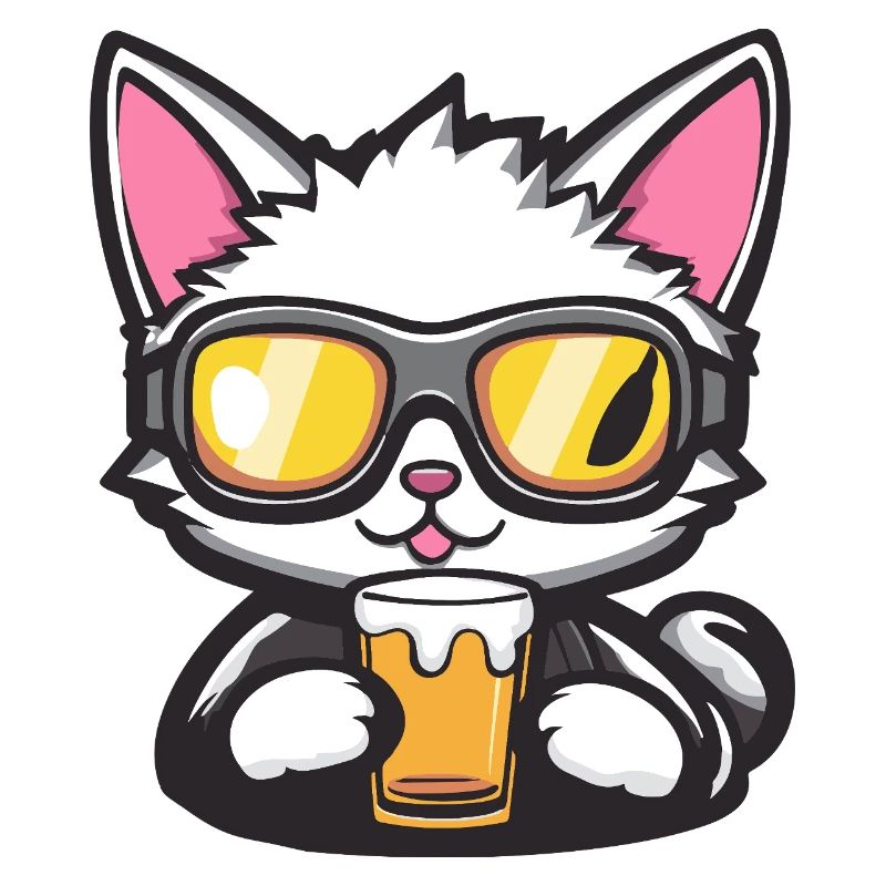 Chat Après-Ski Bière Bande Dessinée