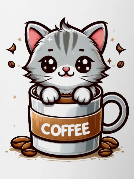 Cat with Coffee Mug 1