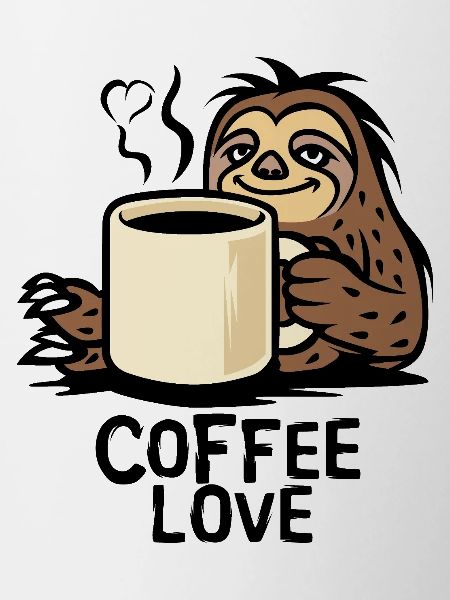 Sloth Coffee Love Cartoon