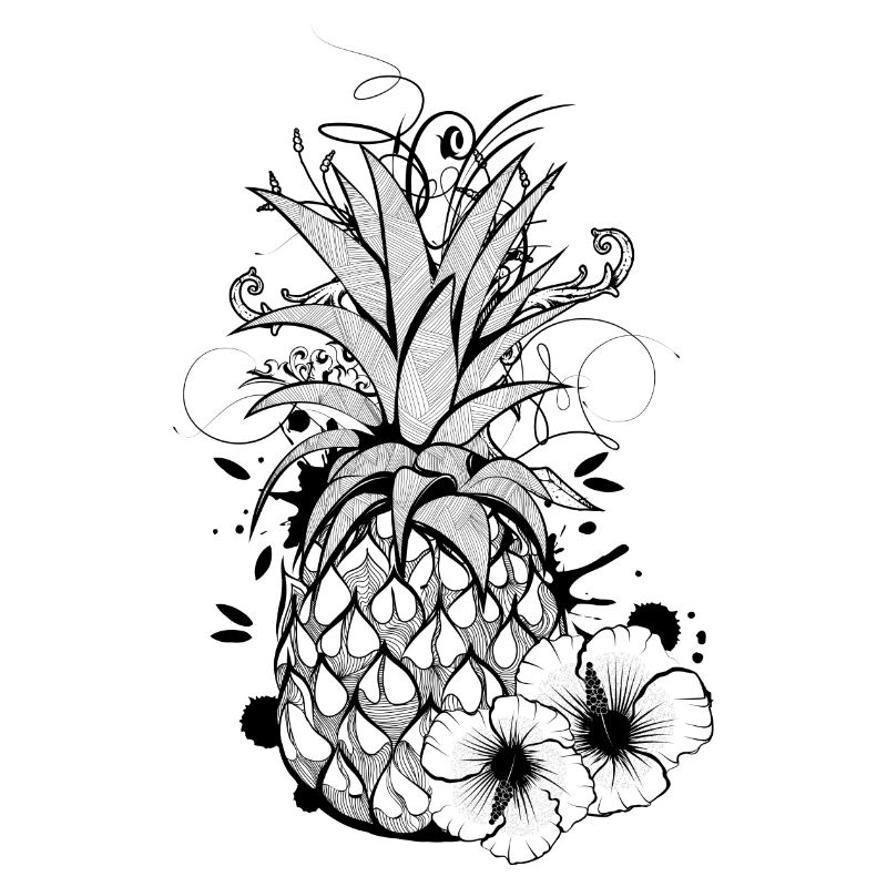 Pineapple with hibiscus blossom