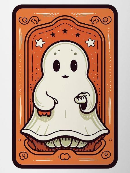 Orange Ghost Tarot Card