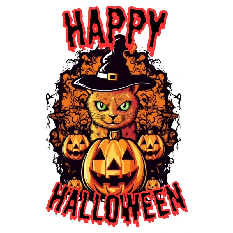 Chat Halloween avec chapeau de sorcière