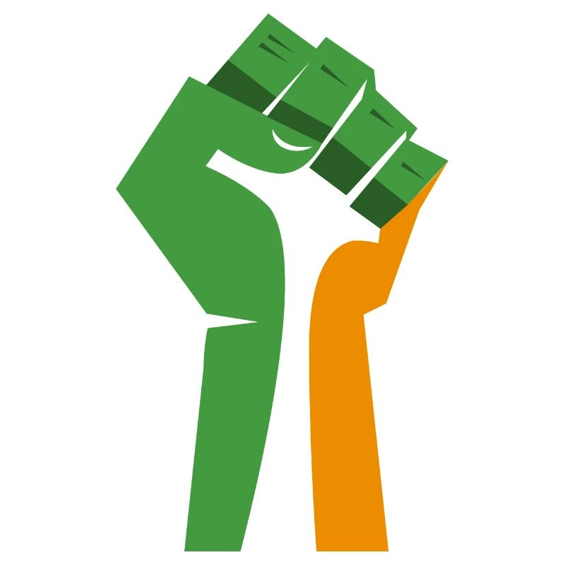 Le poing levé (vert, blanc, orange)