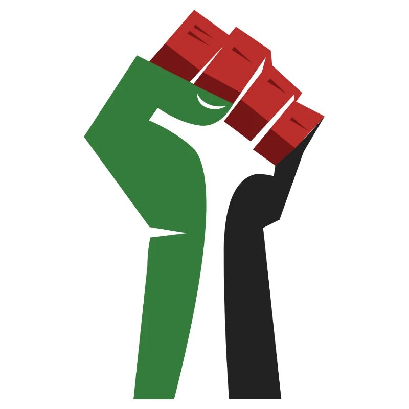 Le poing levé (vert, blanc, noir, rouge)