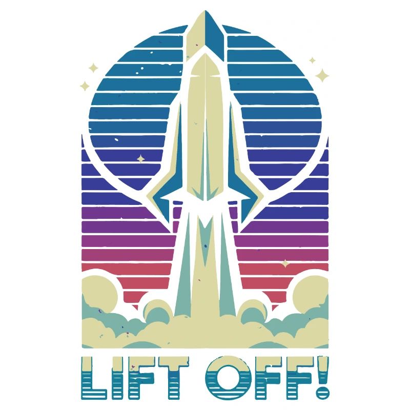 Retro Rocket Launch Illustration