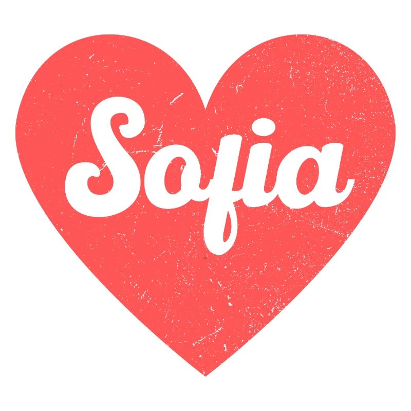 Sofia Name Red Heart Love Fan Retro