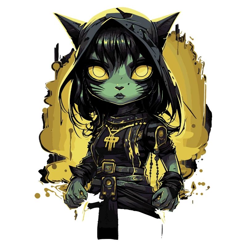 Chaton guerrier gothique mignon