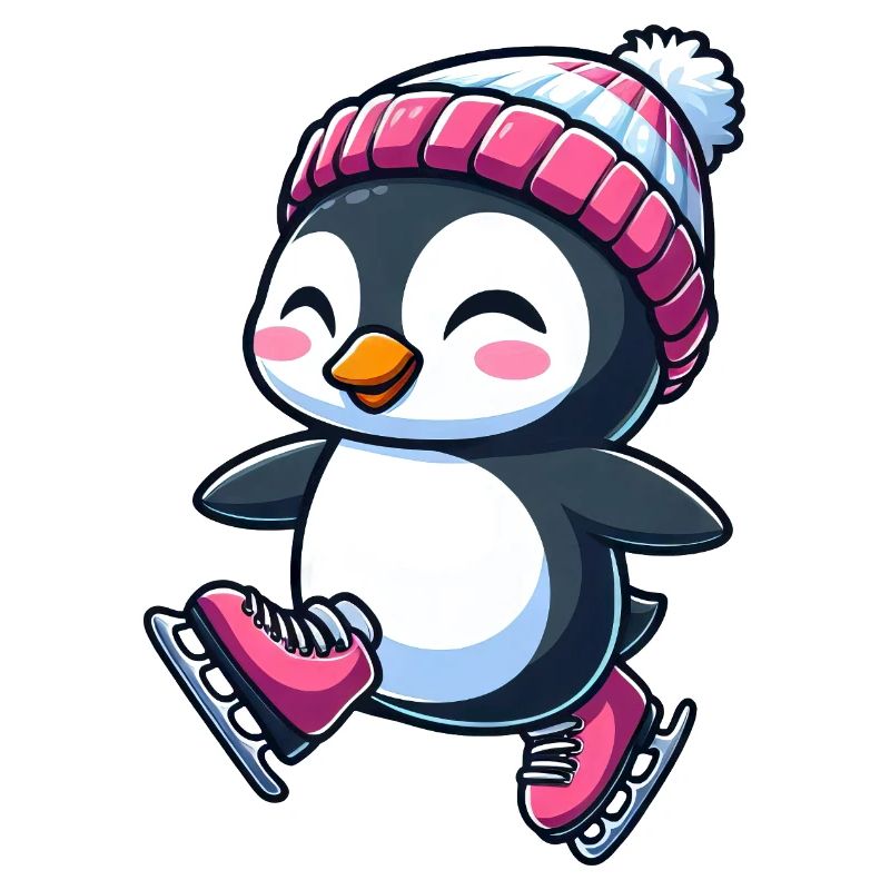 Süßer Cartoon Pinguin Eislaufen Eiskunstlauf