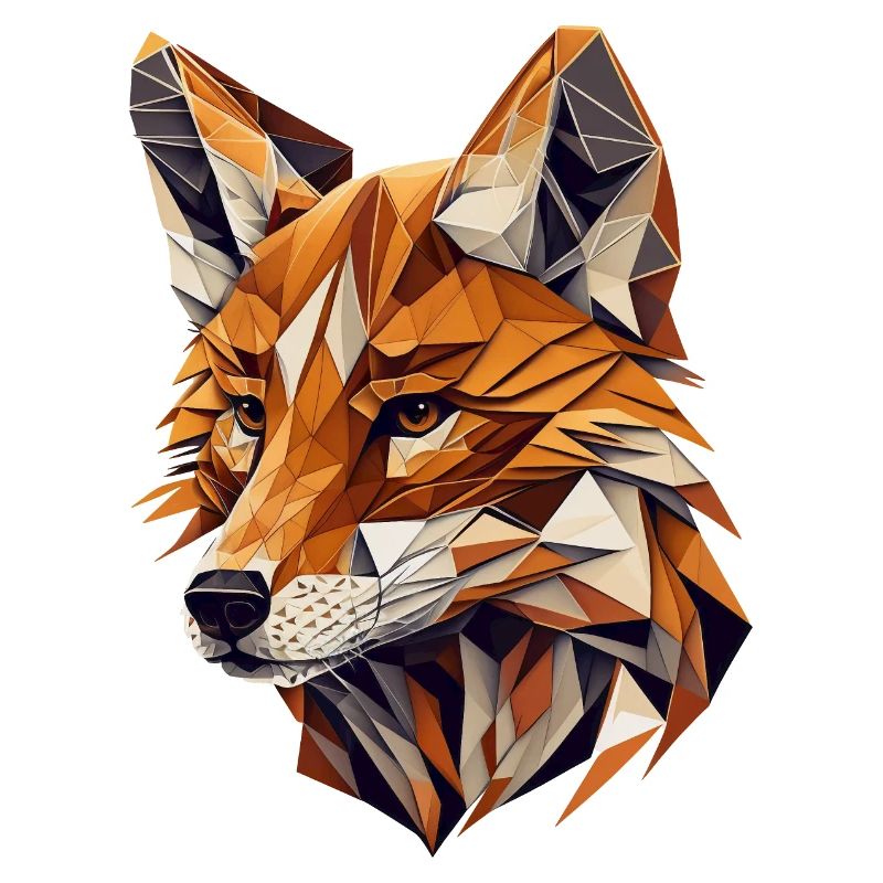 Polygon Fox in Warm Tones – Animal Art