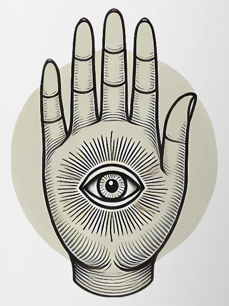 Eye in Hand Mystical Illustration