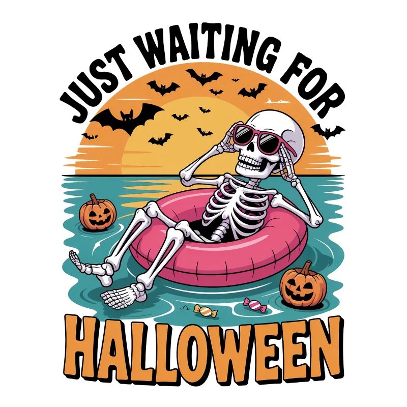 Waiting for Halloween Summer Skeleton in Pool