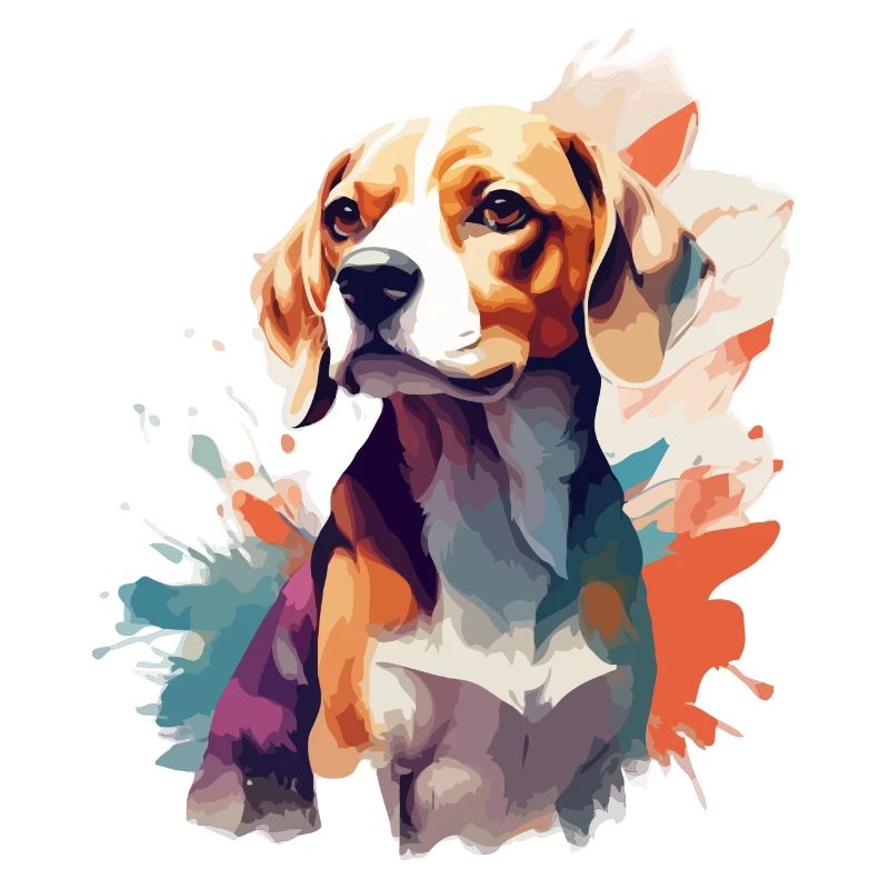 Beagle Hund in Aquarellfarben Cool Colored
