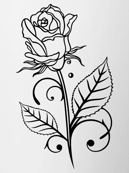 Rose mit Blättern