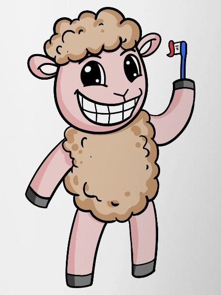 Sheep with toothbrush