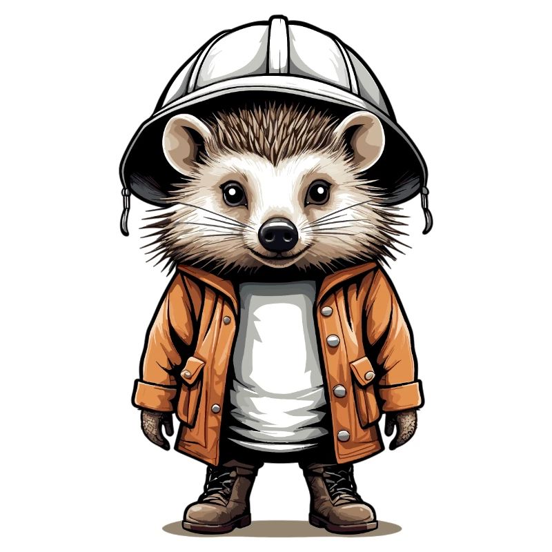 Cute hedgehog with expedition hat