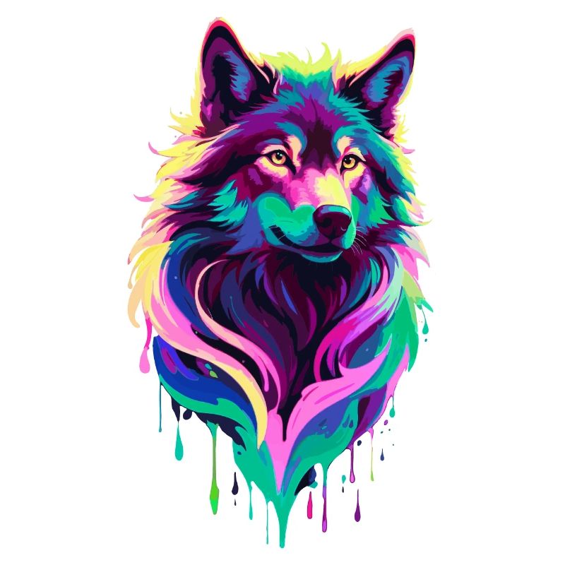 Colorful Wolf Graffiti Wolf Head